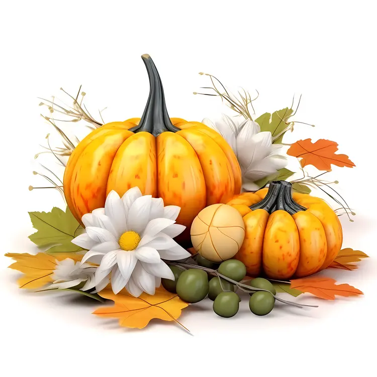 Pumpkins and Daisy with Greenery