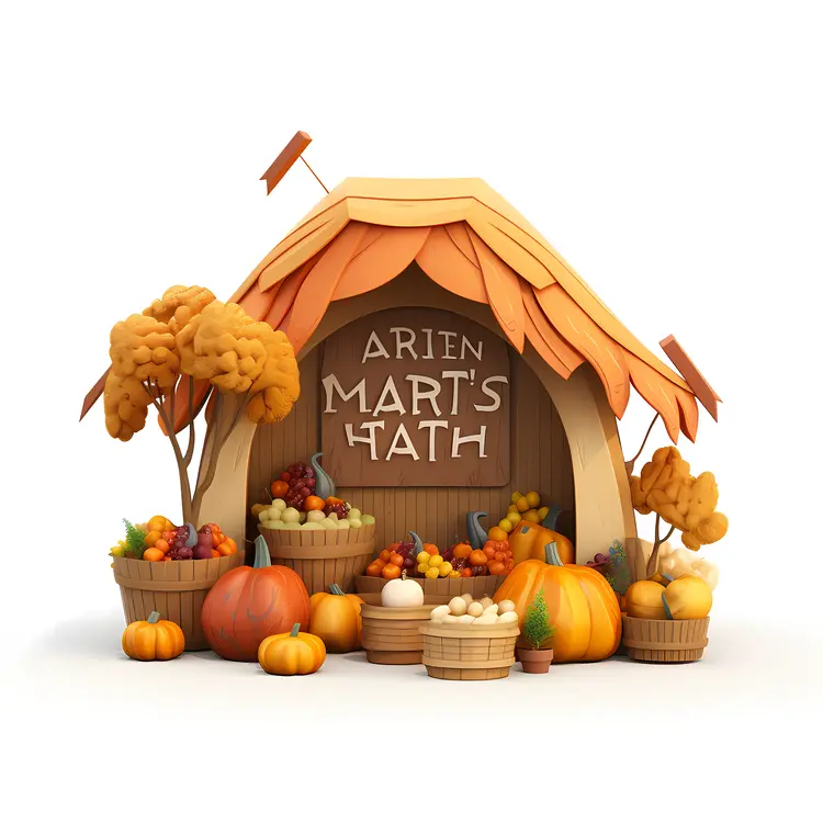 Cute Pumpkin Stand with Autumn Produce