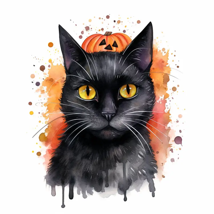 Black Cat with Pumpkin for Halloween