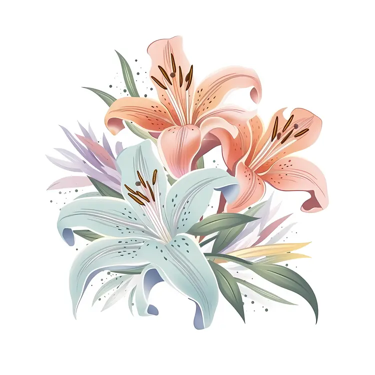 Illustration of Colorful Lilies