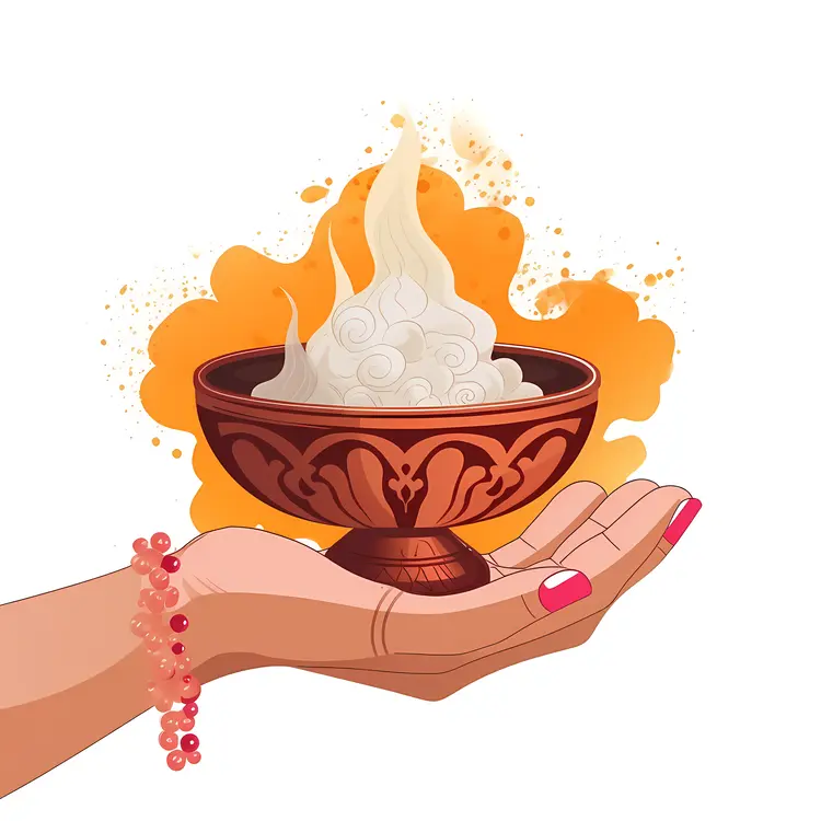Hand Holding a Sacred Lamp