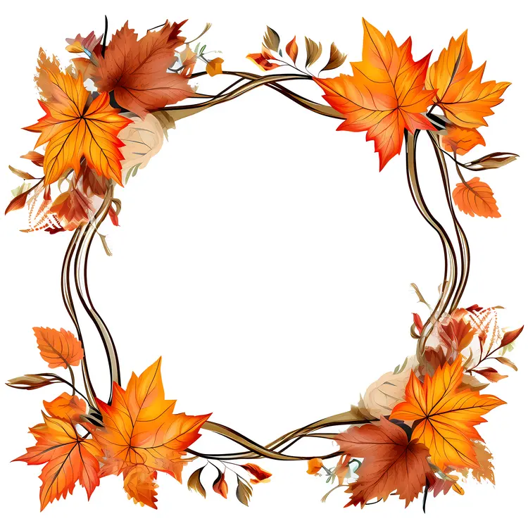 Autumn Leaves Frame with Fall Colors