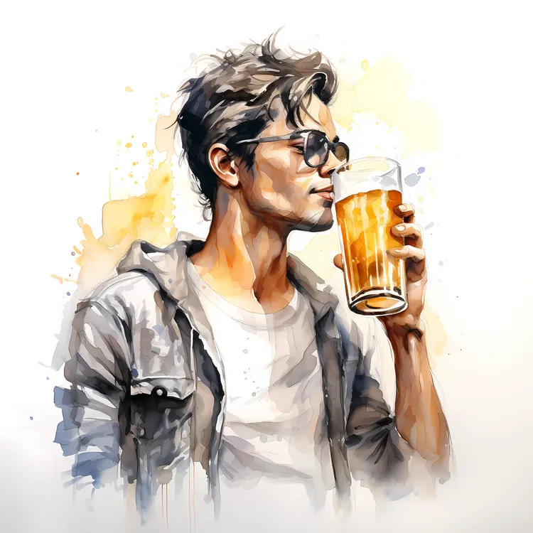 Cool Man with Sunglasses Holding a Beer