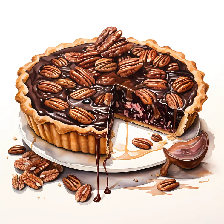 Whole Pecan Pie with Chocolate Drizzle