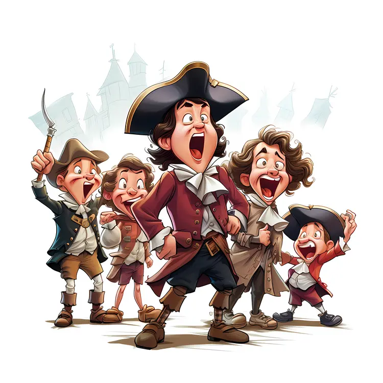 Historical Group of Boys Cartoon