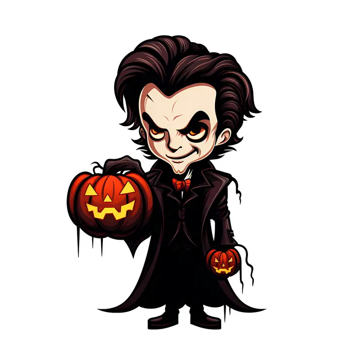 Vampire Holding Pumpkins