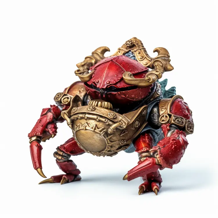 Intricate Red Mechanical Crab Figurine