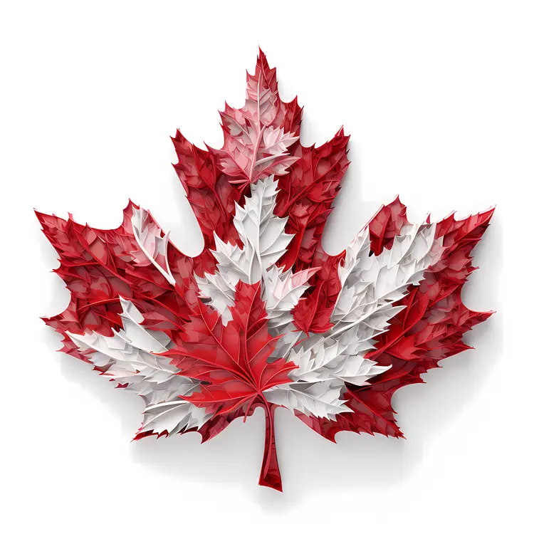 Intricate Red and White Maple Leaf