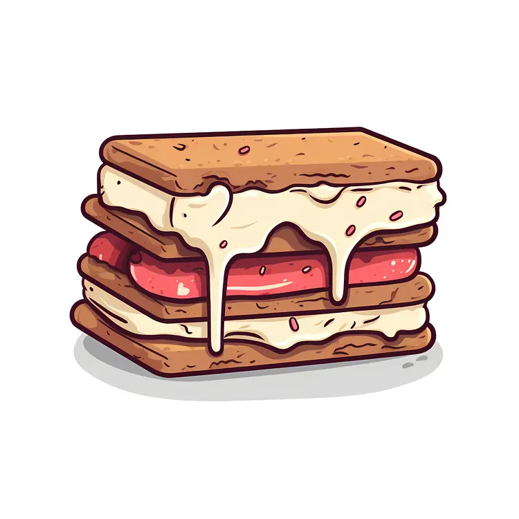 Cartoon Ice Cream Sandwich with Melting Layers