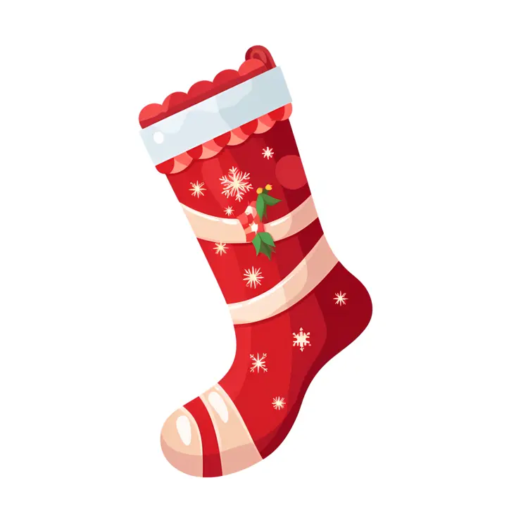 Red Christmas Stocking with Snowflakes and Ribbon