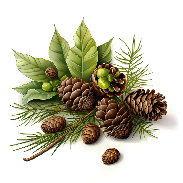 Autumn Pine Cones and Leaves Arrangement