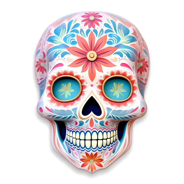 Colorful Floral Sugar Skull for Day of the Dead Celebration
