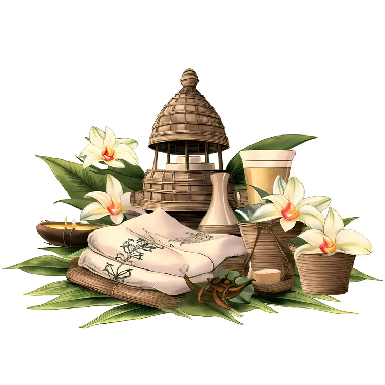 Candles and Towels with Orchids Decor