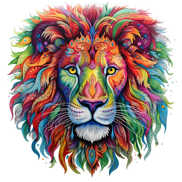 Colorful Lion Illustration with Artistic Flair