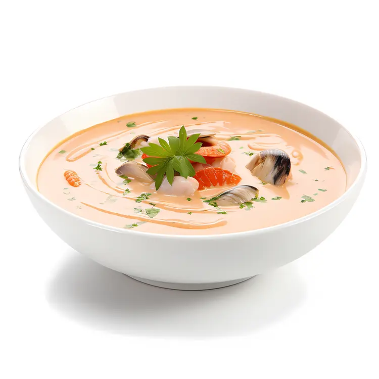 Creamy Seafood Soup with Garnish