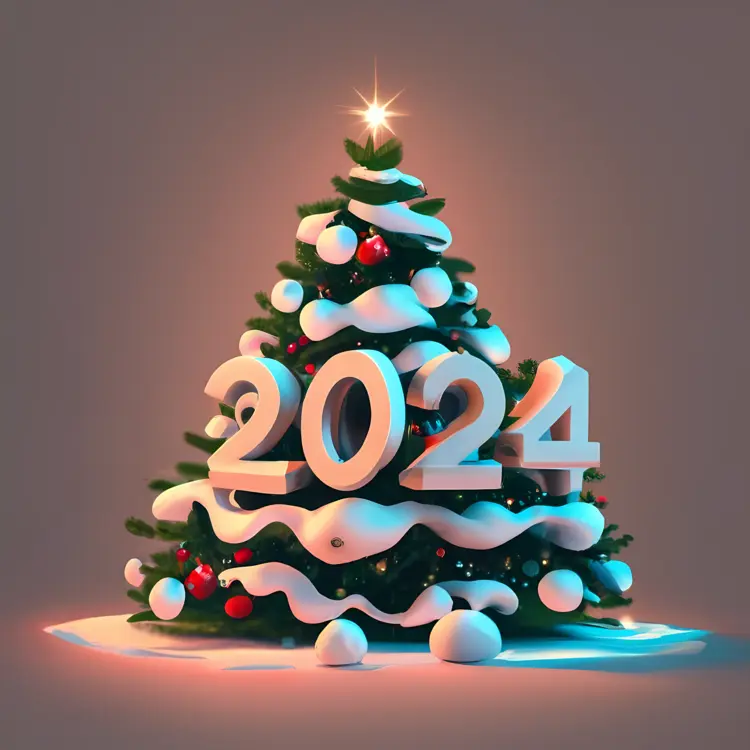 Christmas Tree with 2024 and Presents