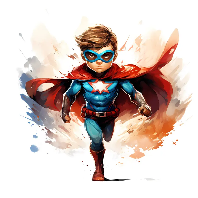 Little Boy Superhero with Star Emblem