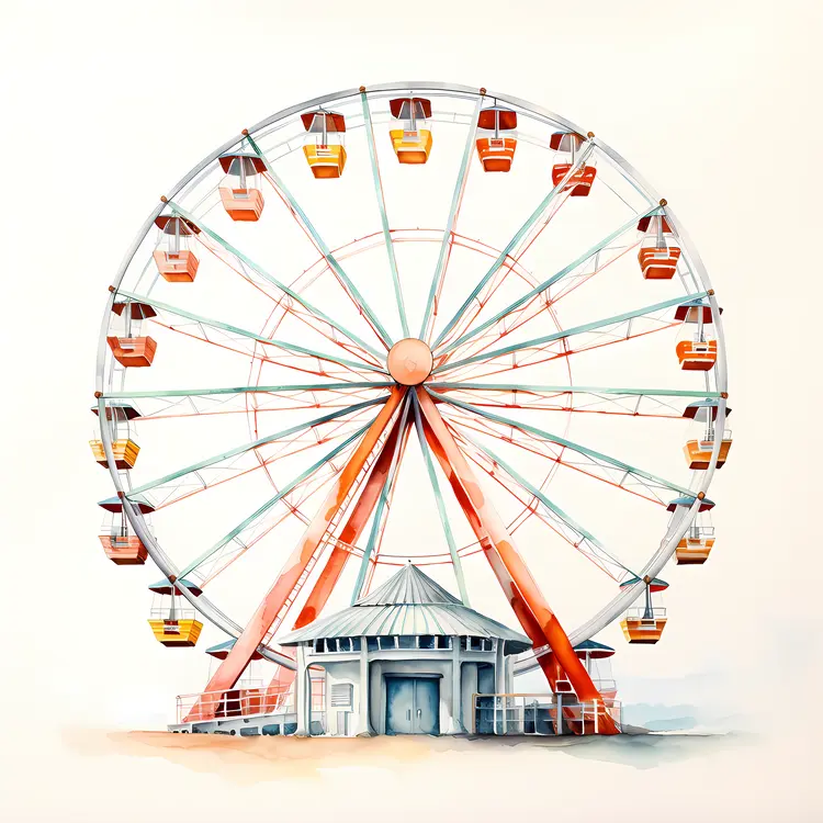 Simple Ferris Wheel with Colorful Cabins