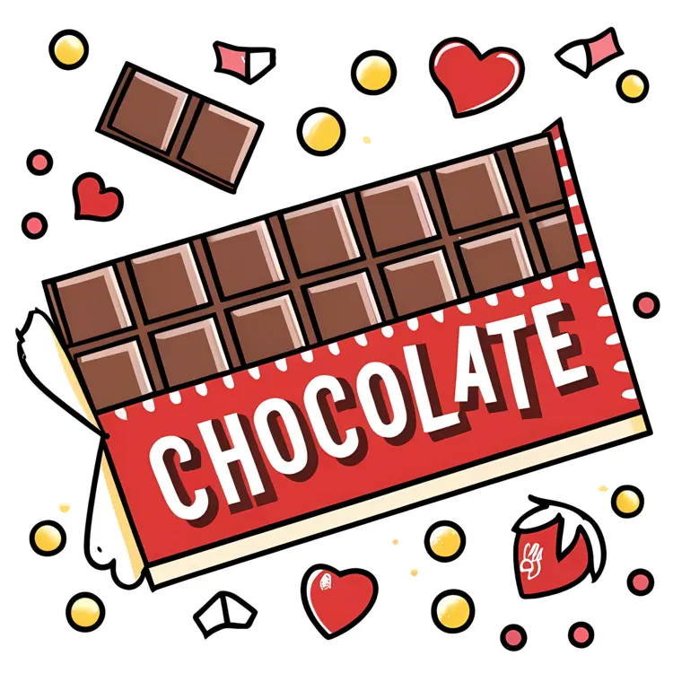 Chocolate Bar with Red Wrapper and Decorations
