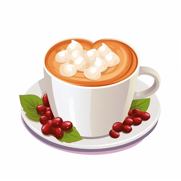 Coffee Cup with Whipped Cream and Coffee Beans
