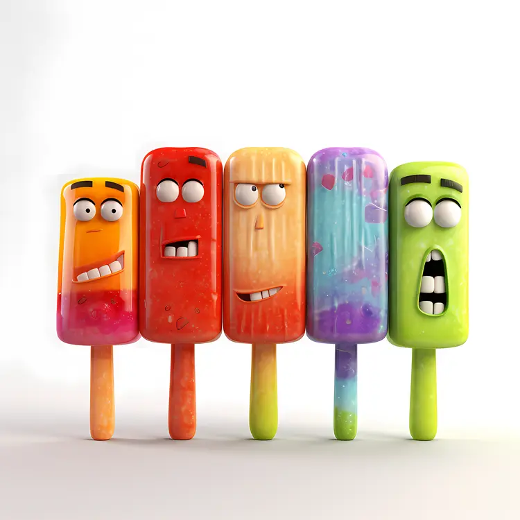 Animated Popsicles with Funny Faces