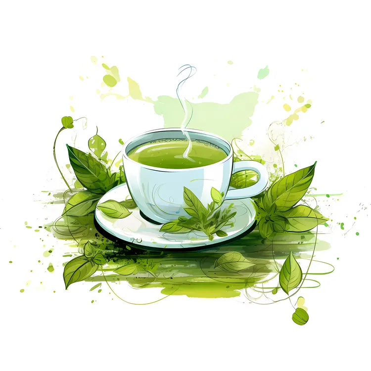 Herbal Tea in a Cup with Fresh Herbs