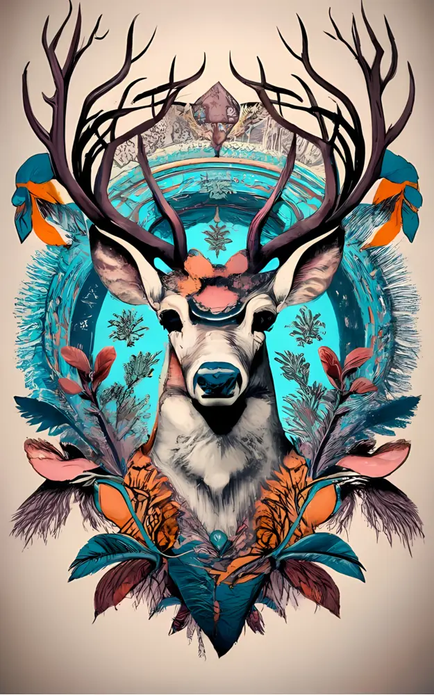 Majestic Deer with Antlers in Artistic Style