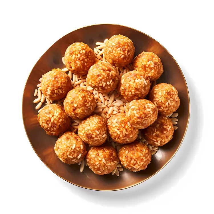 Golden Sesame Balls on Plate