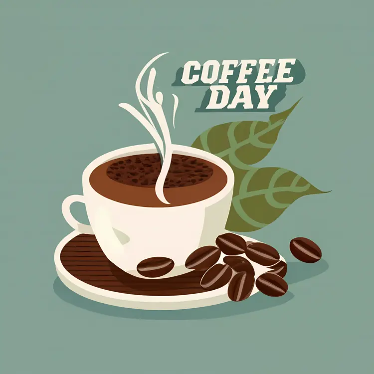 Coffee Cup with Leaves for Coffee Day