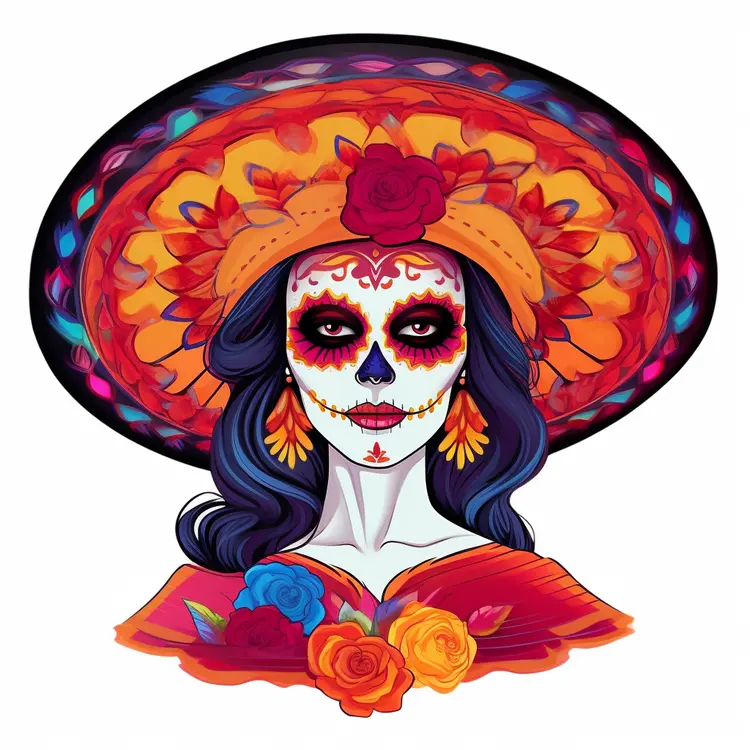 Colorful Sugar Skull for Day of the Dead Celebration