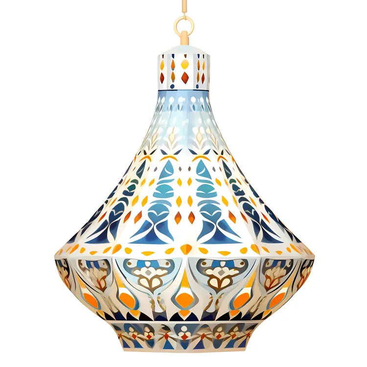Blue and White Hanging Decorative Lantern