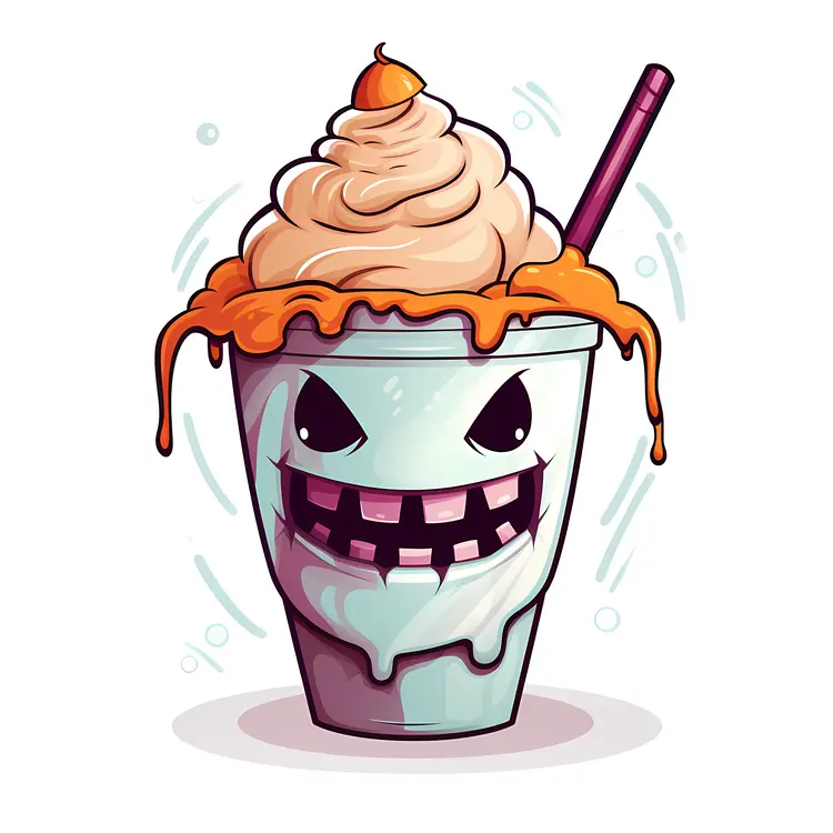 Spooky Halloween Milkshake with Whipped Cream and Orange Drizzle