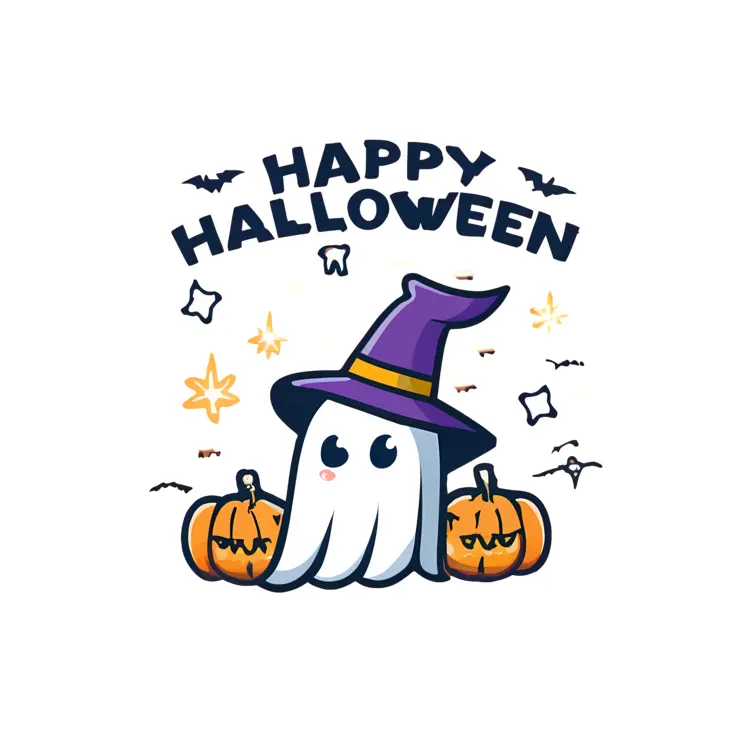 Happy Halloween with Ghost and Pumpkins
