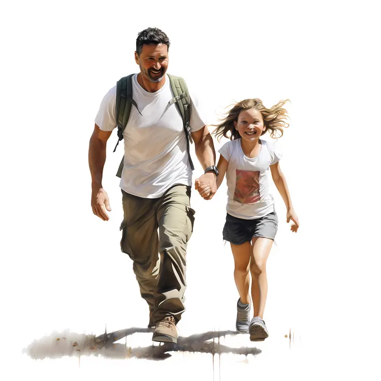 Father and Daughter Walking Together