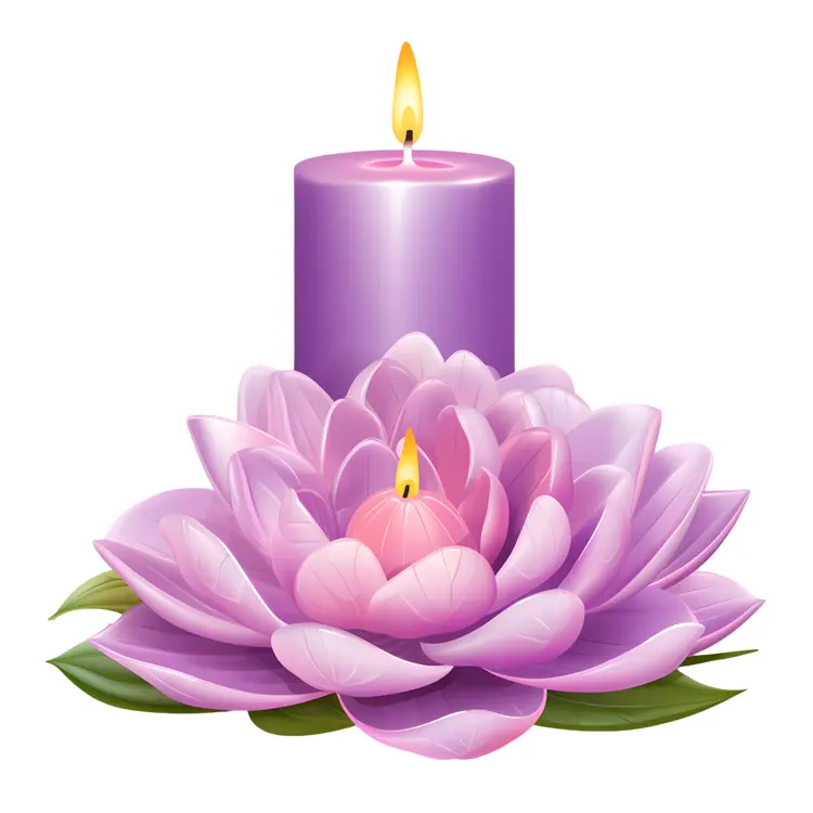 Purple Lotus Candle with Large Candle