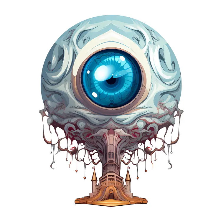 Blue Mechanical Eyeball Illustration