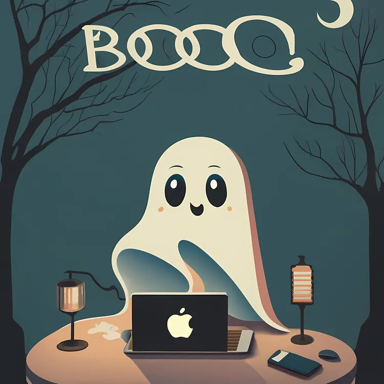 Happy Ghost with Laptop