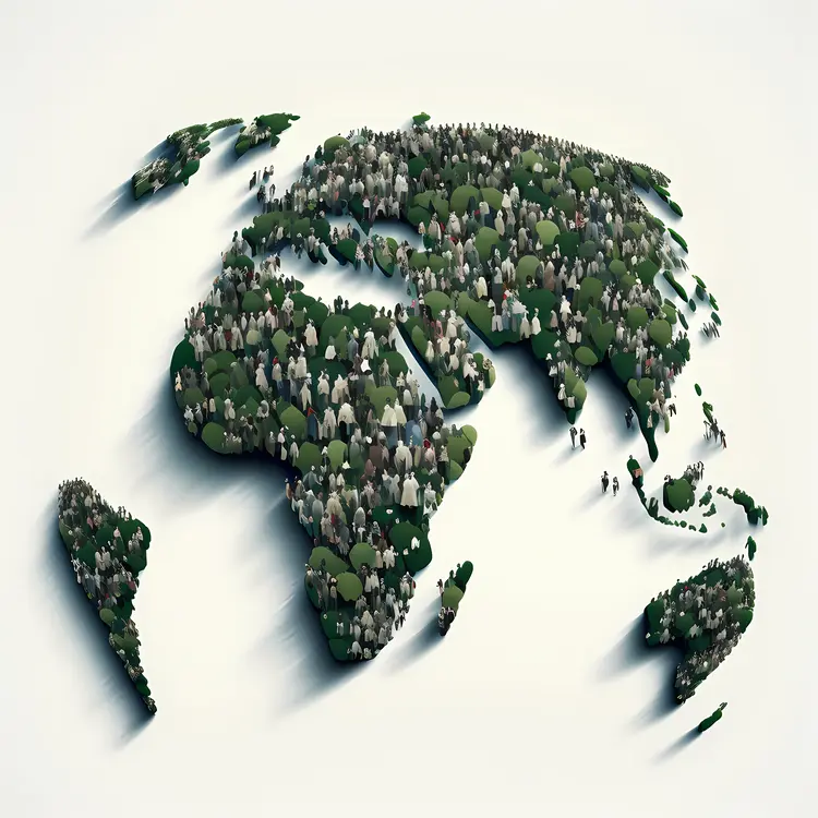 People Forming Earth Map