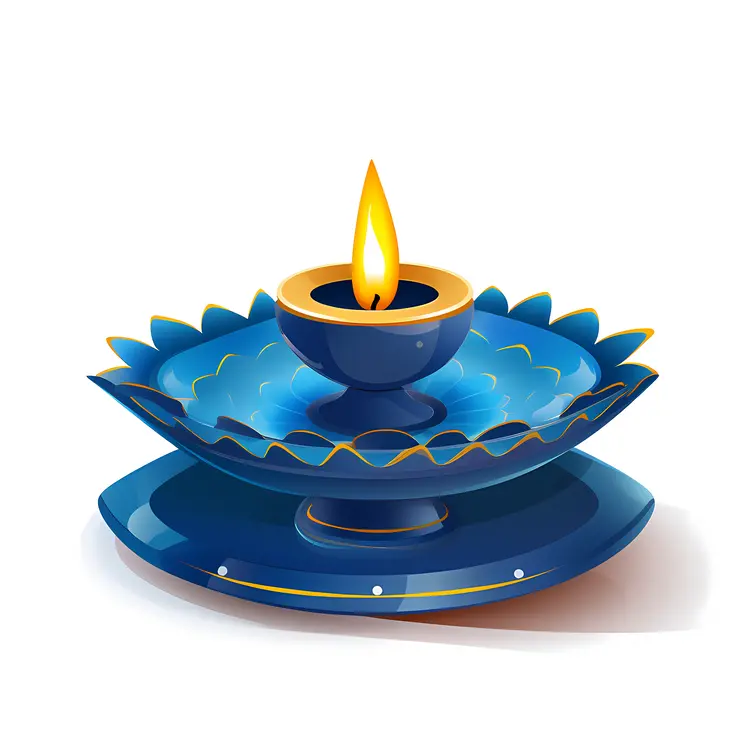 Blue Candle with Scalloped Edges