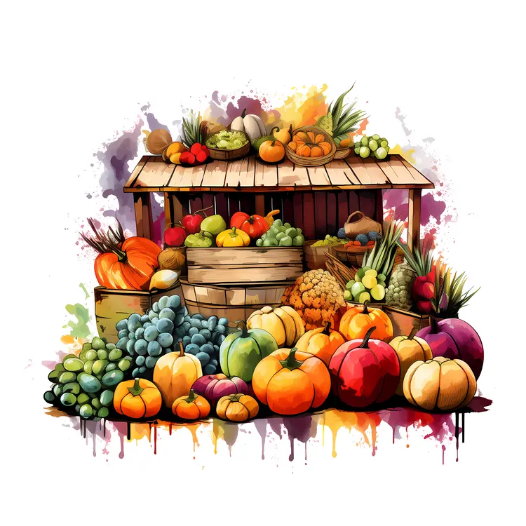 Vibrant Vegetable Stand with Autumn Produce