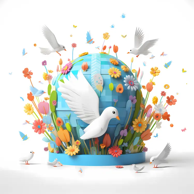 White Dove with Floral Globe