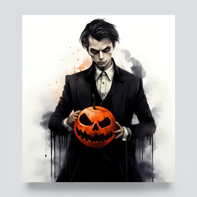 Vampire Holding a Pumpkin