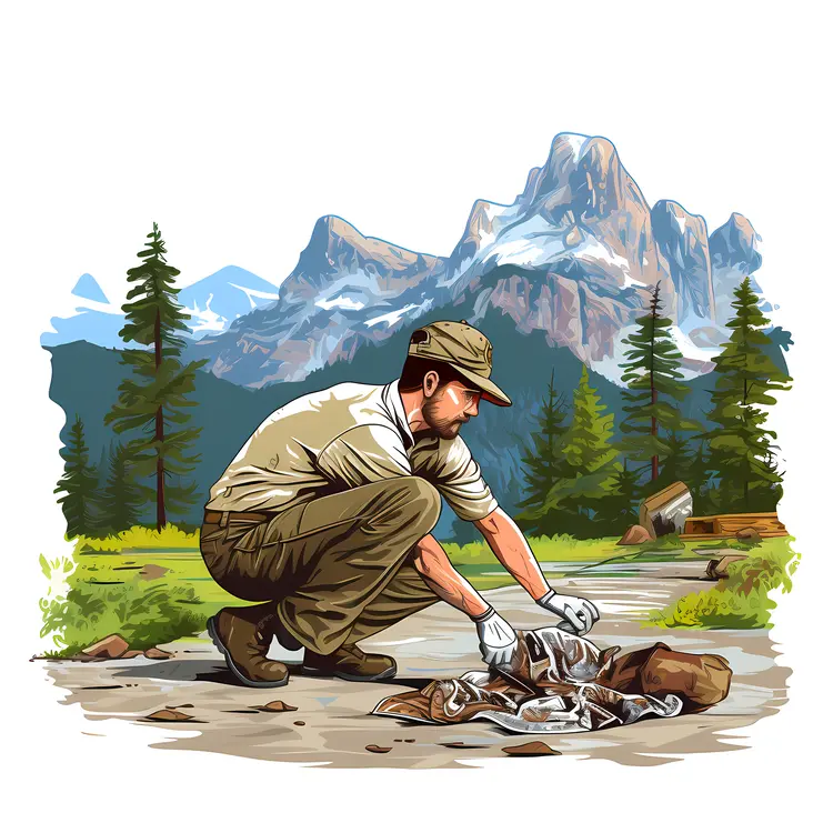 Park Ranger Working in the Mountains