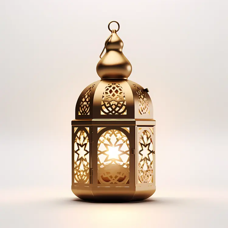 Golden Lantern with Star Cutouts