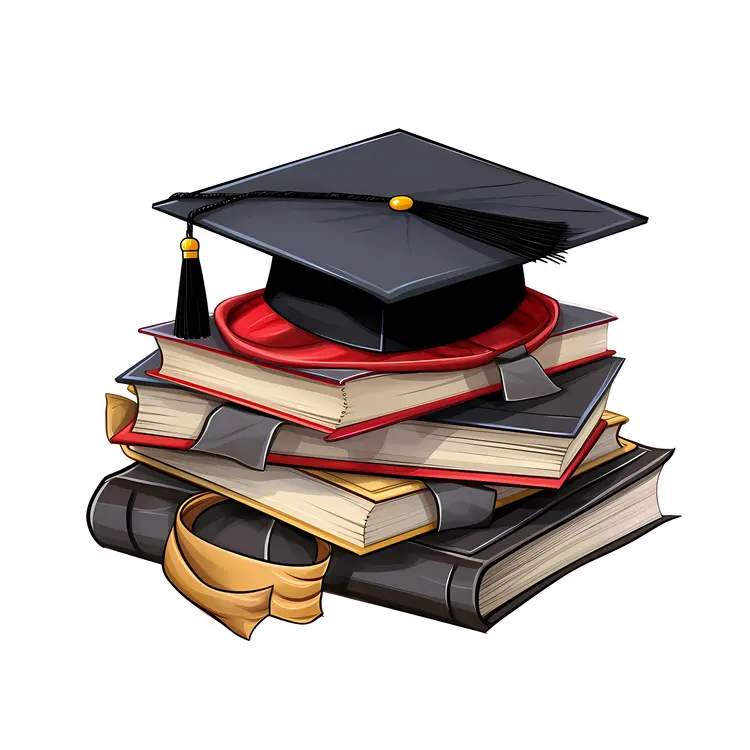 Graduation Cap on Stack of Books