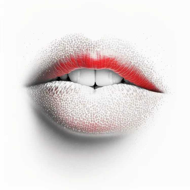 Artistic Close-Up of Lips with Red Lipstick