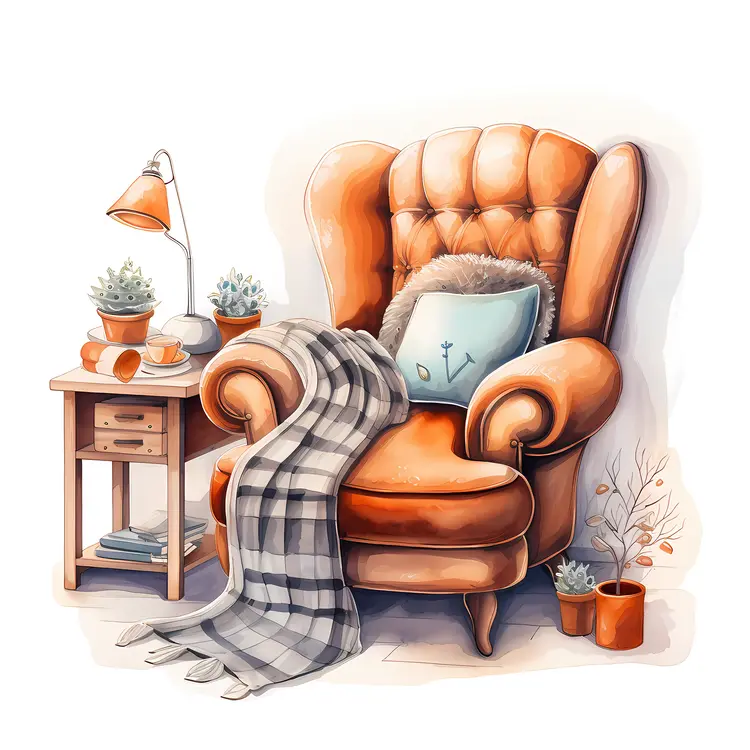 Comfortable Armchair with Blanket