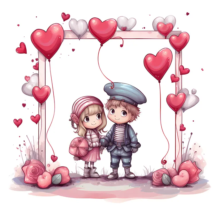 Couple with Heart Balloons
