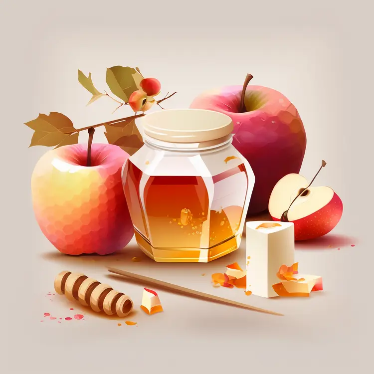 Honey Jar with Apples for Rosh Hashanah