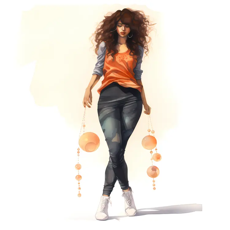 Woman with Lanterns Illustration